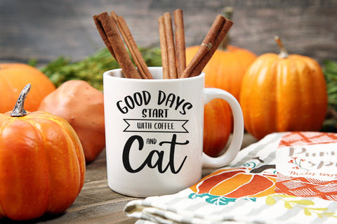 Good Days Start With Coffee And Cat SVG Design SVG futivesvg 