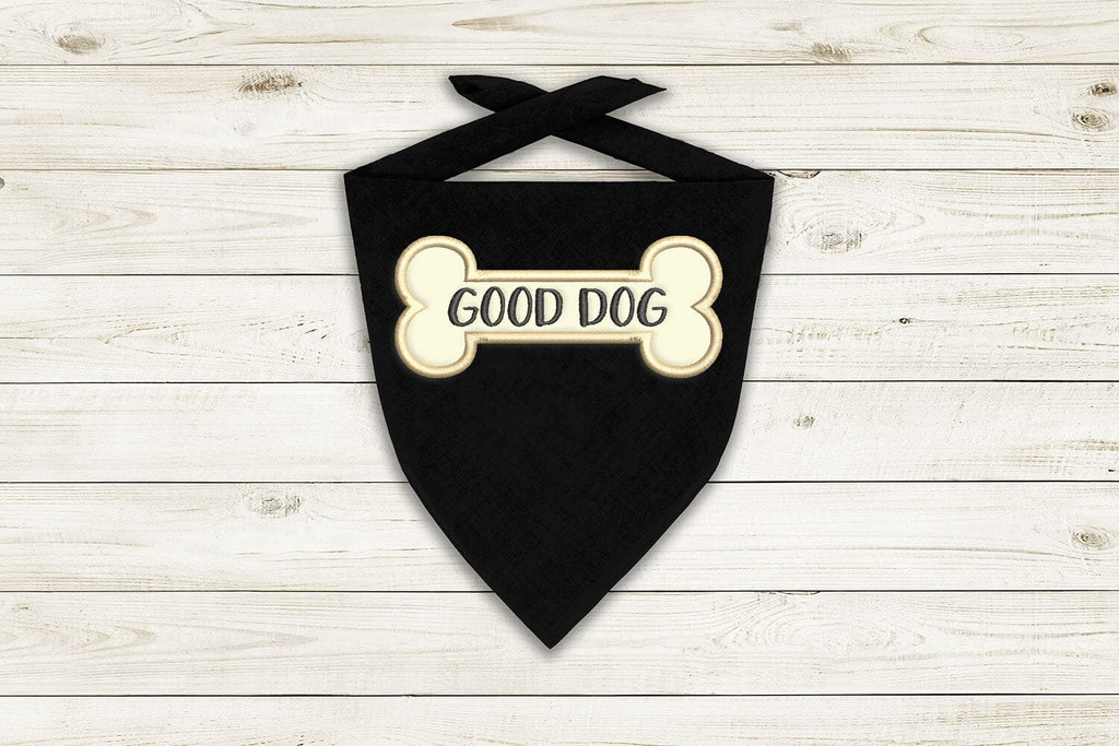 Good Dog Bone Applique Embroidery - So Fontsy