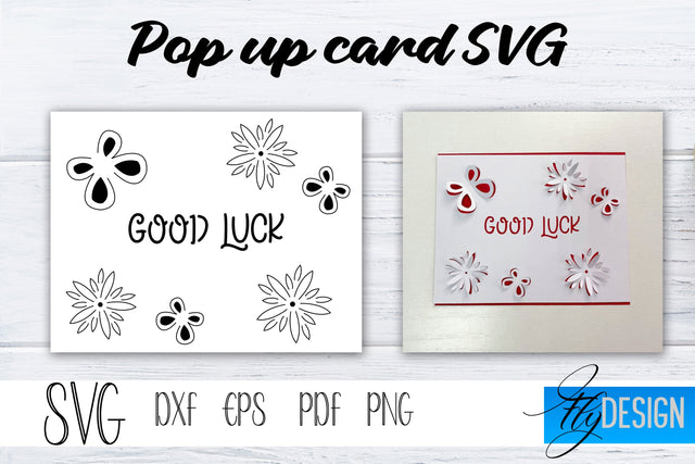 Good Luck Pop Up Card SVG, Pop-Up Greeting Card, Cricut Pop Up Card, Pop Up Wedding SVG, Mothers Day Svg, 3D Card, Birthday SVG Card SVG Fly Design 
