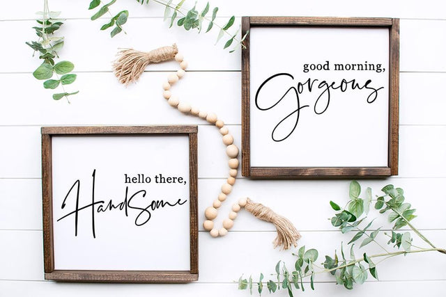Good Morning Gorgeous / Hello There Handsome Bedroom or Bathroom Set | Modern Farmhouse SVG DXF JPG PNG SVG Ikonart Design Shop 