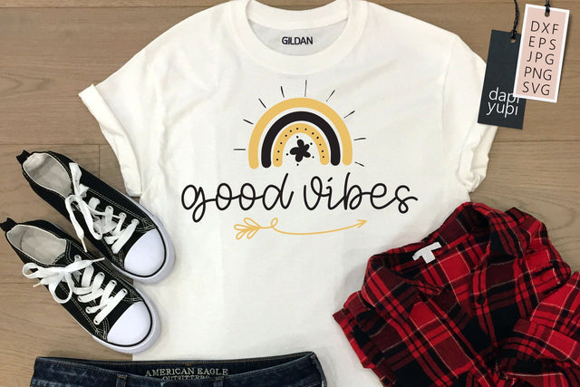 Good Vibes Quotes Rainbow SVG SVG dapiyupi store 