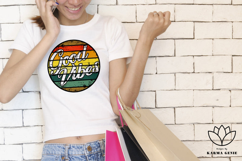 Good Vibes Svg Png - Retro Graphic Design Sublimation SVG Karma Genie Graphics 