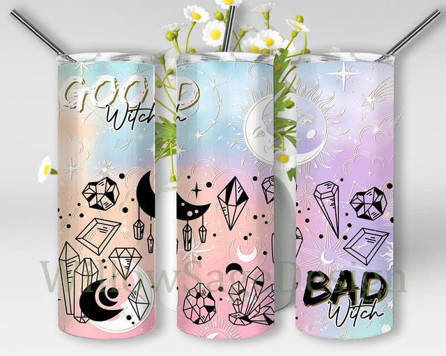 Good Witch Bad Witch Tumbler Design, Celestial Zodiac 20oz Skinny Tumbler, Witchy Vibes Tumbler Png, Witchcraft Sublimation Design, Digital Download Sublimation WillowSageDesign 
