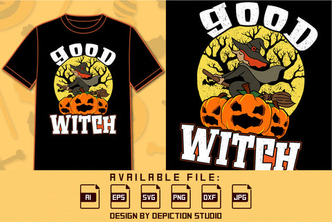Good Witch Halloween T Shirt, Happy Halloween Retro Vintage Pumpkin, Halloween Witch Shirt, Print Template SVG Depiction Studio 