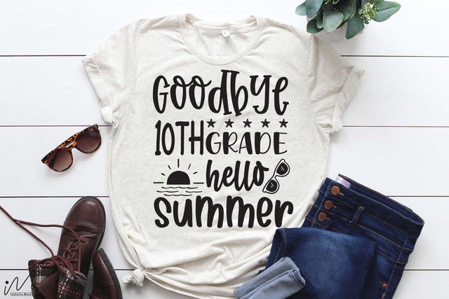 Goodbye 10th grade hello summer svg, 10th grade svg, Hello summer svg, Summer t shirt, Teacher vacation svg, Teacher t shirt,cut files SVG Isabella Machell 
