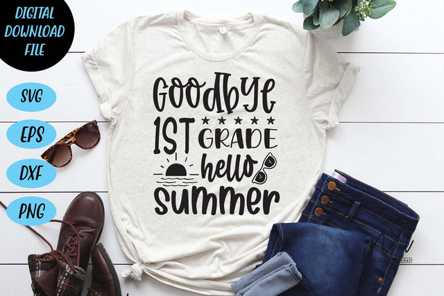 Goodbye 1st grade hello summer svg, summer svg, summer t shirt svg, summer teacher t shirt svg SVG Isabella Machell 