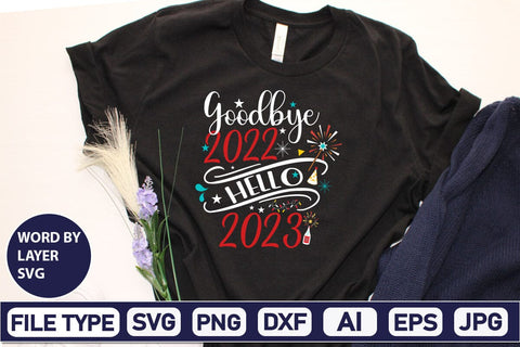Goodbye 2022 Hello 2023 SVG Cut File SVG DesignPlante 503 