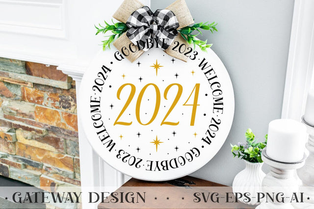 Goodbye 2023 Welcome 2024 Sign Svg Design SVG designmaster24 