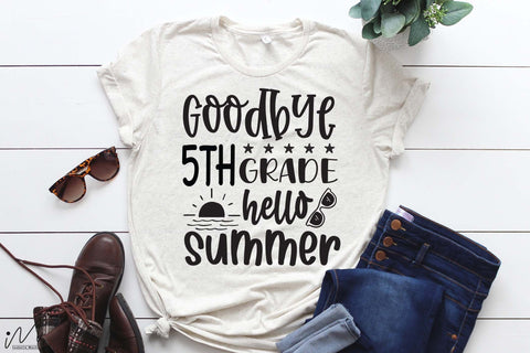 Goodbye 5th grade hello summer svg, 5th grade shirt, Hello summer svg, Summer t shirt, Teacher vacation svg, Teacher t shirt,cut files SVG Isabella Machell 
