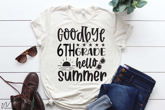 Goodbye 6th grade hello summer svg, 6th grade shirt, Hello summer svg, Summer t shirt, Teacher vacation svg, Teacher t shirt,cut files SVG Isabella Machell 