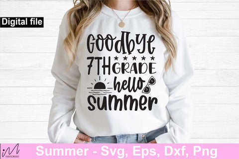 Goodbye 7th grade hello summer svg, 7th grade shirt, Hello summer svg, Summer t shirt, Teacher vacation svg, Teacher t shirt,cut files SVG Isabella Machell 