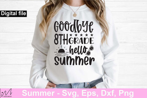 Goodbye 8th grade hello summer svg, 8th grade svg, Hello summer svg, Summer t shirt, Teacher vacation svg, Teacher t shirt,cut files SVG Isabella Machell 