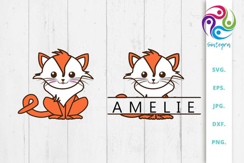 Gorgeous Cat and Split Monogram Bundle Svg File SVG Sintegra 