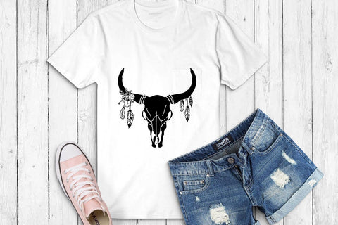 Gorgeous Cow Skull With Feathers Svg File SVG Sintegra 