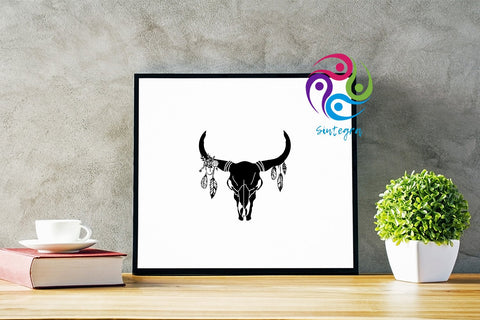 Gorgeous Cow Skull With Feathers Svg File SVG Sintegra 