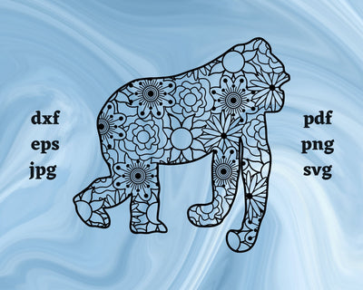 Gorilla Mandala SVG Cut File SVG Northern Light SVG 