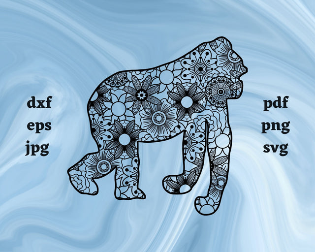 Gorilla Mandala SVG Cut File SVG Northern Light SVG 