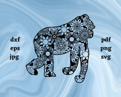 Gorilla Mandala SVG Cut File SVG Northern Light SVG 