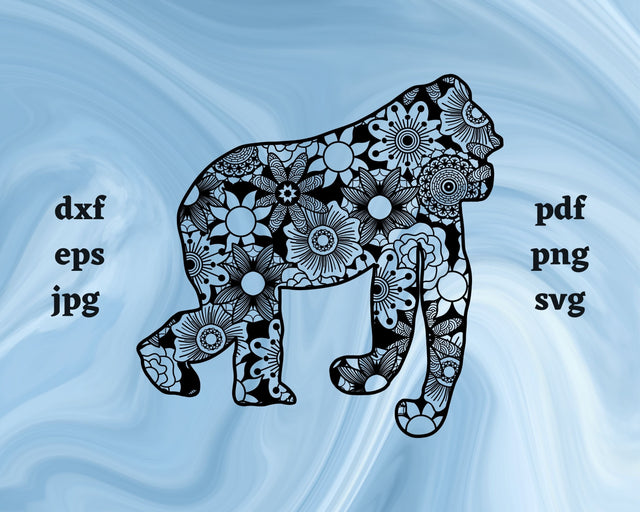 Gorilla Mandala SVG Cut File SVG Northern Light SVG 
