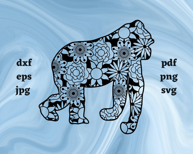 Gorilla Mandala SVG Cut File SVG Northern Light SVG 