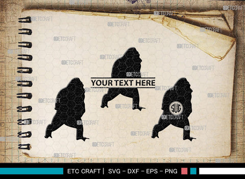 Gorillas Monogram, Gorilla Silhouette, Gorilla SVG, King Kong Gorilla Svg, Fierce Gorilla Svg, Ape Svg, SB00273 SVG ETC Craft 