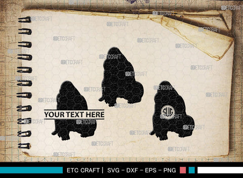 Gorillas Monogram, Gorilla Silhouette, Gorilla SVG, King Kong Gorilla Svg, Fierce Gorilla Svg, Ape Svg, SB00273 SVG ETC Craft 