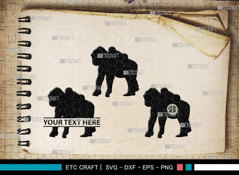 Gorillas Monogram, Gorilla Silhouette, Gorilla SVG, King Kong Gorilla Svg, Fierce Gorilla Svg, Ape Svg, SB00273 SVG ETC Craft 