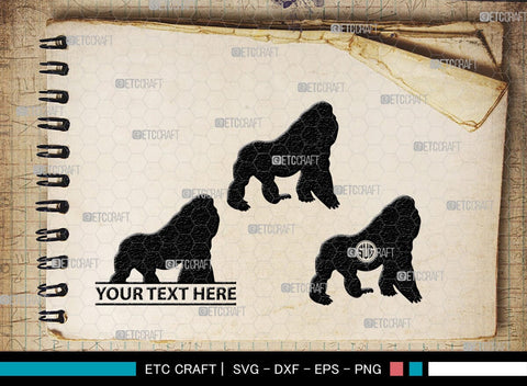 Gorillas Monogram, Gorilla Silhouette, Gorilla SVG, King Kong Gorilla Svg, Fierce Gorilla Svg, Ape Svg, SB00273 SVG ETC Craft 