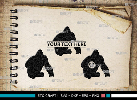 Gorillas Monogram, Gorilla Silhouette, Gorilla SVG, King Kong Gorilla Svg, Fierce Gorilla Svg, Ape Svg, SB00273 SVG ETC Craft 
