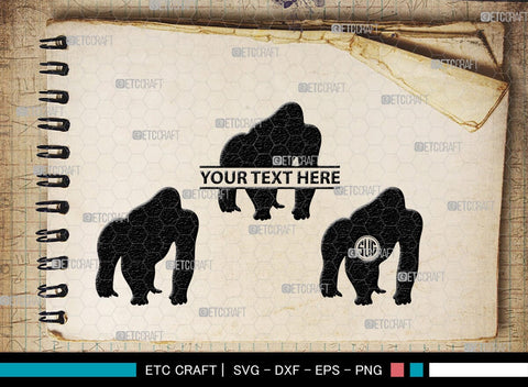 Gorillas Monogram, Gorilla Silhouette, Gorilla SVG, King Kong Gorilla Svg, Fierce Gorilla Svg, Ape Svg, SB00273 SVG ETC Craft 