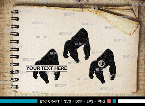 Gorillas Monogram, Gorilla Silhouette, Gorilla SVG, King Kong Gorilla Svg, Fierce Gorilla Svg, Ape Svg, SB00273 SVG ETC Craft 