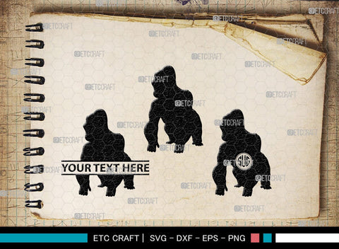 Gorillas Monogram, Gorilla Silhouette, Gorilla SVG, King Kong Gorilla Svg, Fierce Gorilla Svg, Ape Svg, SB00273 SVG ETC Craft 
