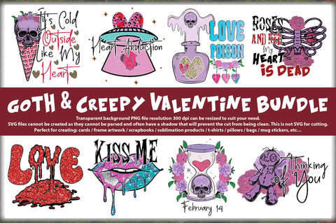 Goth & Creepy Valentine Png Bundle Sublimation Jagonath Roy 