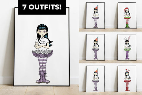 Goth Girl for All Seasons Printable Sublimation PNG Sublimation Risa Rocks It 