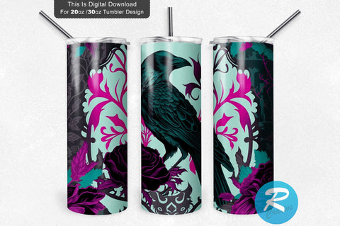 Goth Pink Rose Goth Skeleton 20 oz / 30 oz Tumbler PNG Sublimation Regulrcrative 