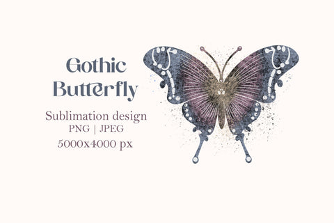 Gothic butterfly sublimation design png Sublimation LuckyTurtleArt 