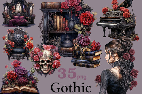 Gothic Clipart | Victorian Girl Illustration SVG GlamArtZhanna 