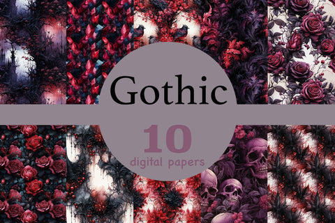 Gothic Digital Paper | Halloween Pattern Collection Digital Pattern GlamArtZhanna 
