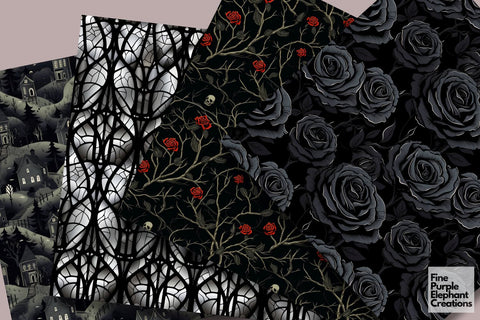 Gothic Family | Halloween Digital Pattern Fine Purple Elephant Creations 