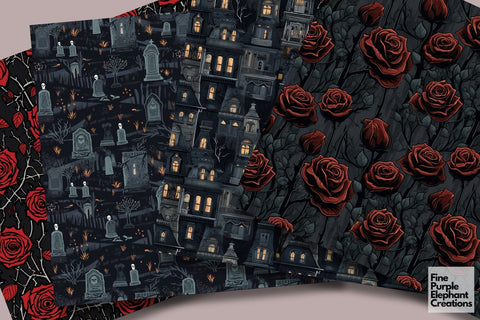 Gothic Family | Halloween Digital Pattern Fine Purple Elephant Creations 
