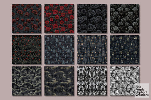 Gothic Family | Halloween Digital Pattern Fine Purple Elephant Creations 