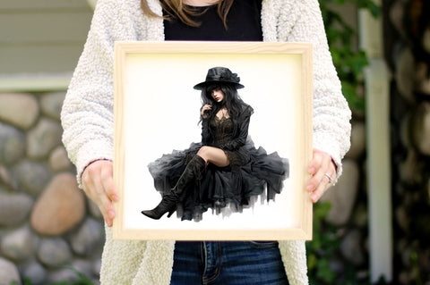 Gothic Fashion Girl Clipart White Sublimation Regulrcrative 