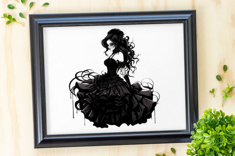 Gothic Fashion Girl Clipart White Sublimation Regulrcrative 