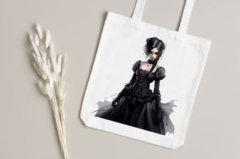 Gothic Fashion Girl Clipart White Sublimation Regulrcrative 