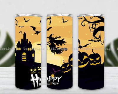 Gothic Halloween 20 oz Skinny Tumbler Sublimation Design Spooky Skulls, Straight Template, Fall Design, Bats Tumbler Design, Skulls Tumbler PNG Sublimation ToriDesigns 