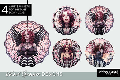 Gothic Halloween Wind Spinner Bundle: Stained Glass Designs Sublimation OrangeBrushStudio 
