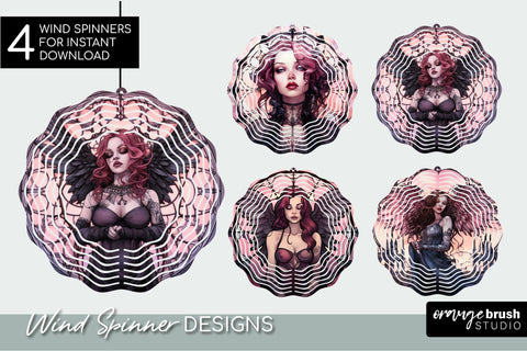 Gothic Halloween Wind Spinner Bundle: Stained Glass Designs Sublimation OrangeBrushStudio 