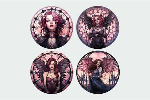 Gothic Halloween Wind Spinner Bundle: Stained Glass Designs Sublimation OrangeBrushStudio 