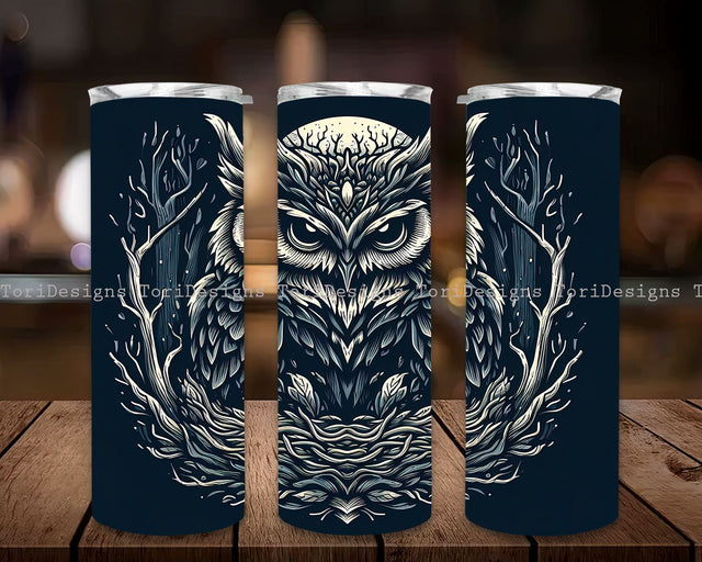 Gothic Owl in Forest 20 oz Skinny Tumbler Sublimation Design, Gothic Owl in Forest Tumbler Sublimation, Instant Digital Download PNG Sublimation ToriDesigns 