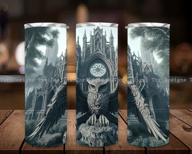 Gothic Owl in Forest 20 oz Skinny Tumbler Sublimation Design, Gothic Owl in Forest Tumbler Sublimation, Instant Digital Download PNG Sublimation ToriDesigns 